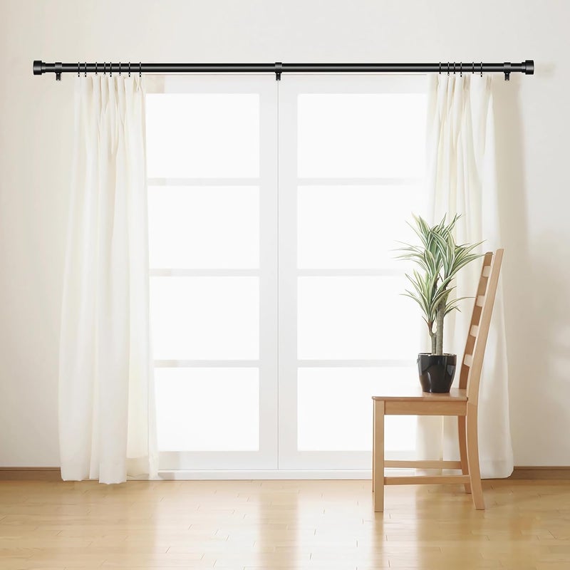 Time Forest 2 Pack Curtain Rods for Windows 72 to 144, 1 Inch Adjustable Black Heavy Duty Long Window Curtain Rod, Modern Style Indoor Outdoor Drapery Rods with End Caps, Size 32" - 150" - Image 3